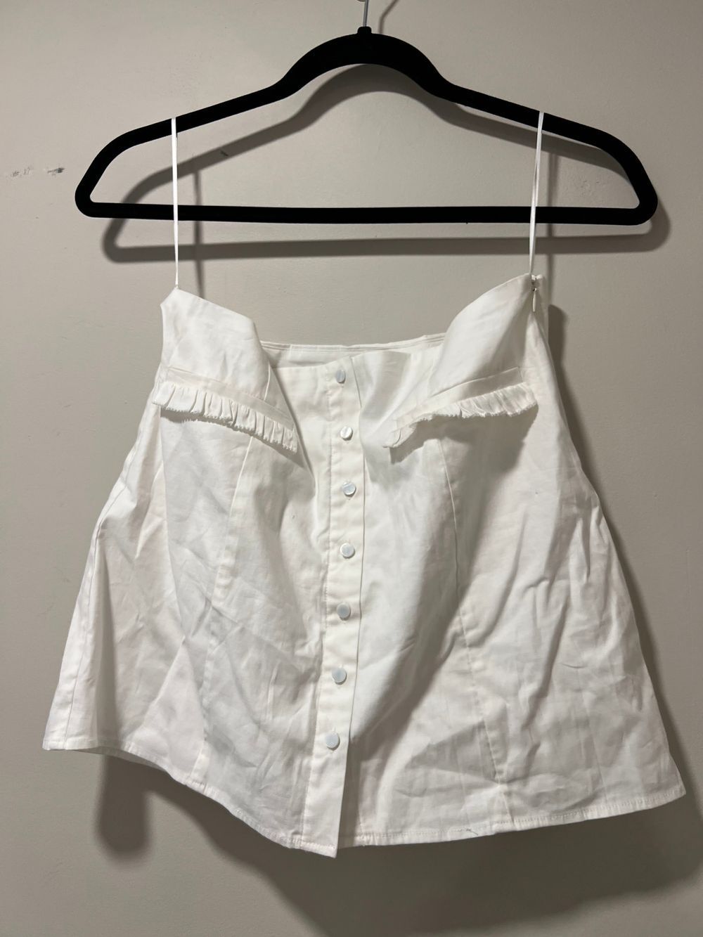 Reformation White Ruffle Scoop Button-Front Set Size 4 - Picture 5 of 9